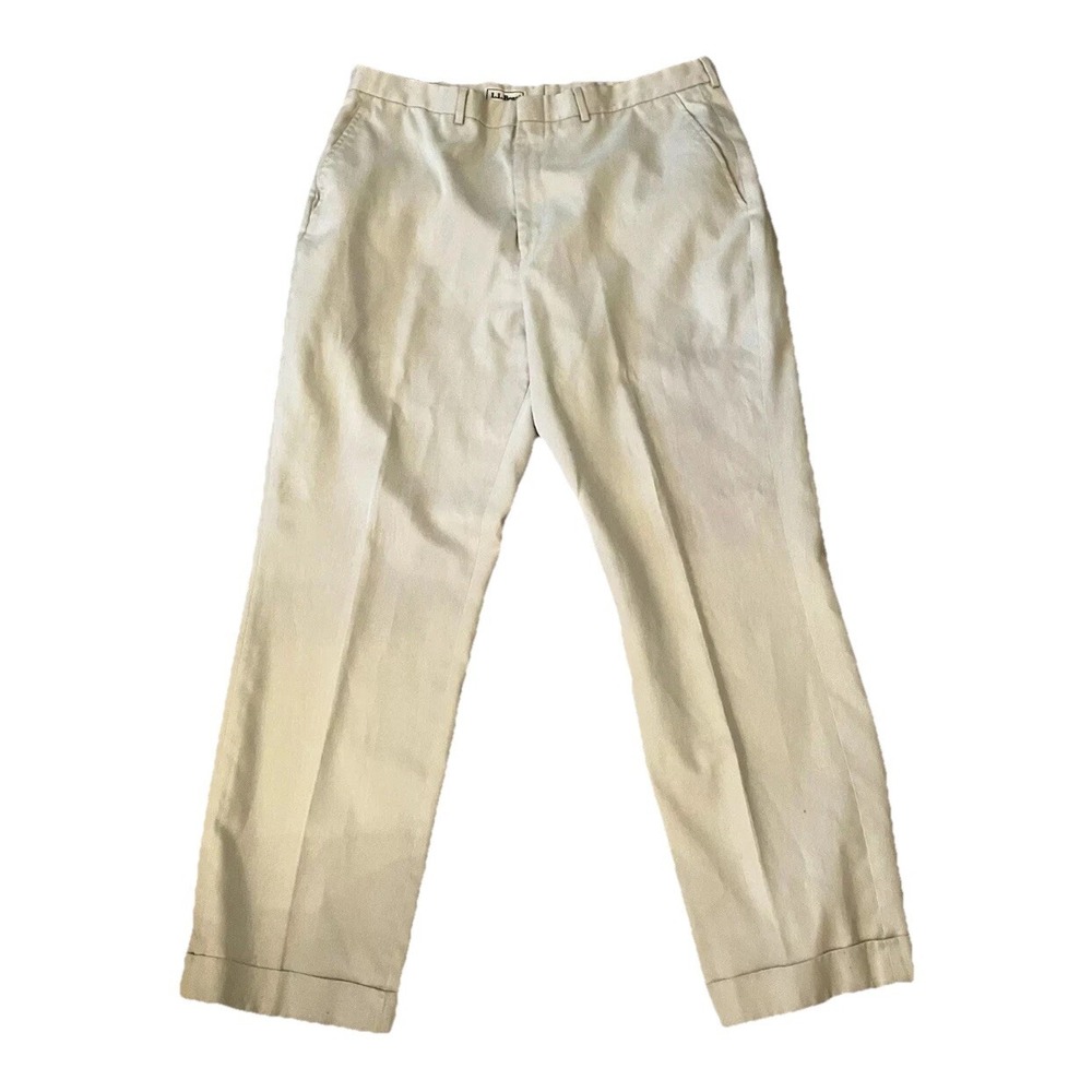 VINTAGE LL Bean Pants Mens 40 beige Dress Office Career Cuffed